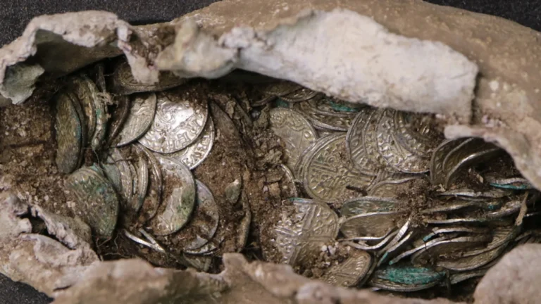Archeologen vinden het verstoppen van stijgende munten op 1000 jaar geleden op de site van een toekomstige energiecentrale						


