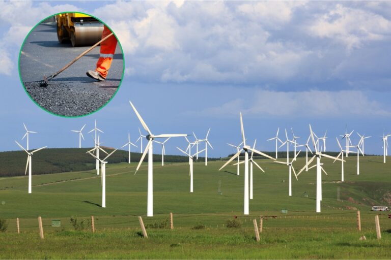De onderzoekers vonden een manier om de verlaten windturbines te recyclen en ze in asfalt te veranderen						


