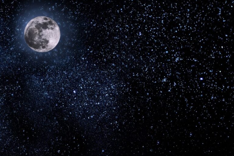 luna immersa nelle pleiadi
