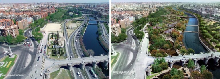 Waar ooit een snelweg stroomde, ademt nu een rivier: ontdek het Madrid Río-park
