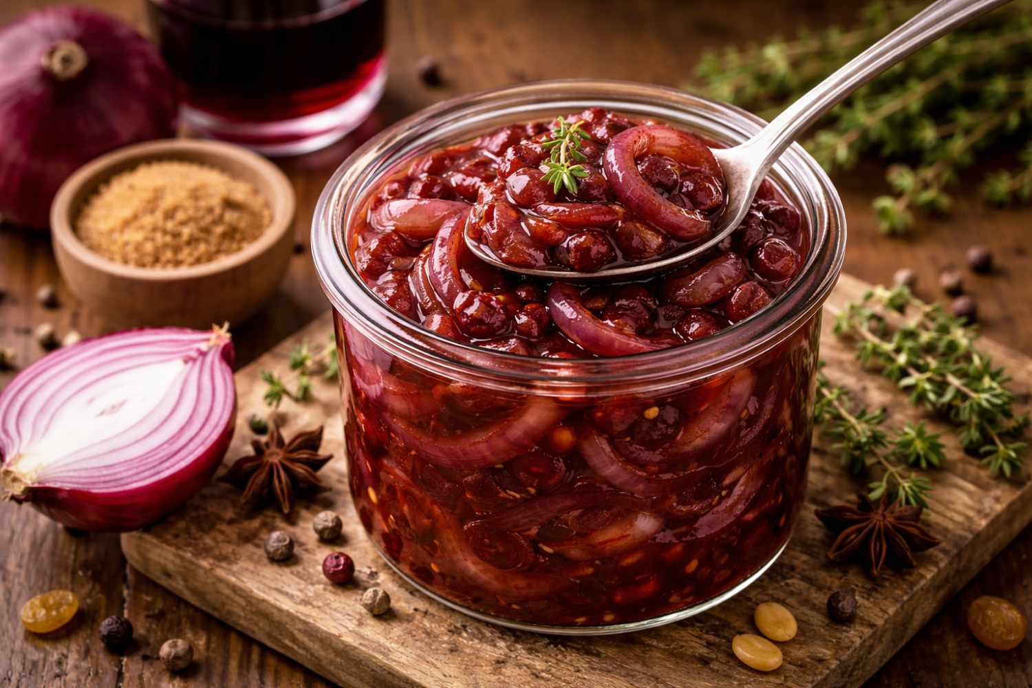 zoetzure rode uien in rode wijn