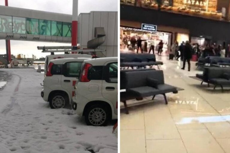 Wolkbreuk en hevige hagelbui in Rome: het regent op de luchthaven Fiumicino (en de start- en landingsbanen worden wit)
