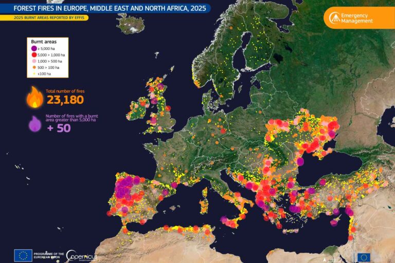 Europa brandt (en niet alleen in de zomer), record bosbranden in 2025: de kaart van een continent in vlammen
