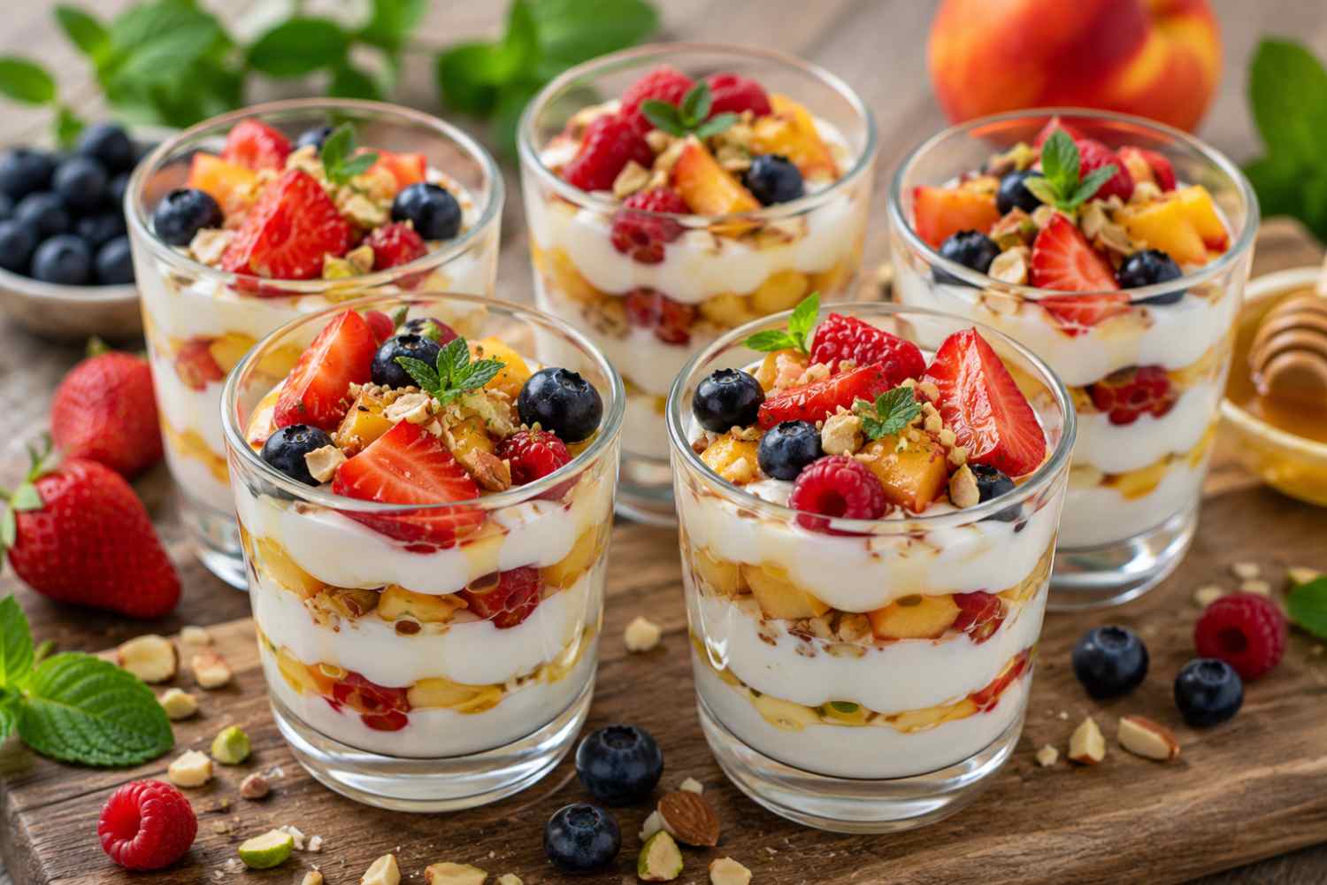 kleine glaasjes verse yoghurt