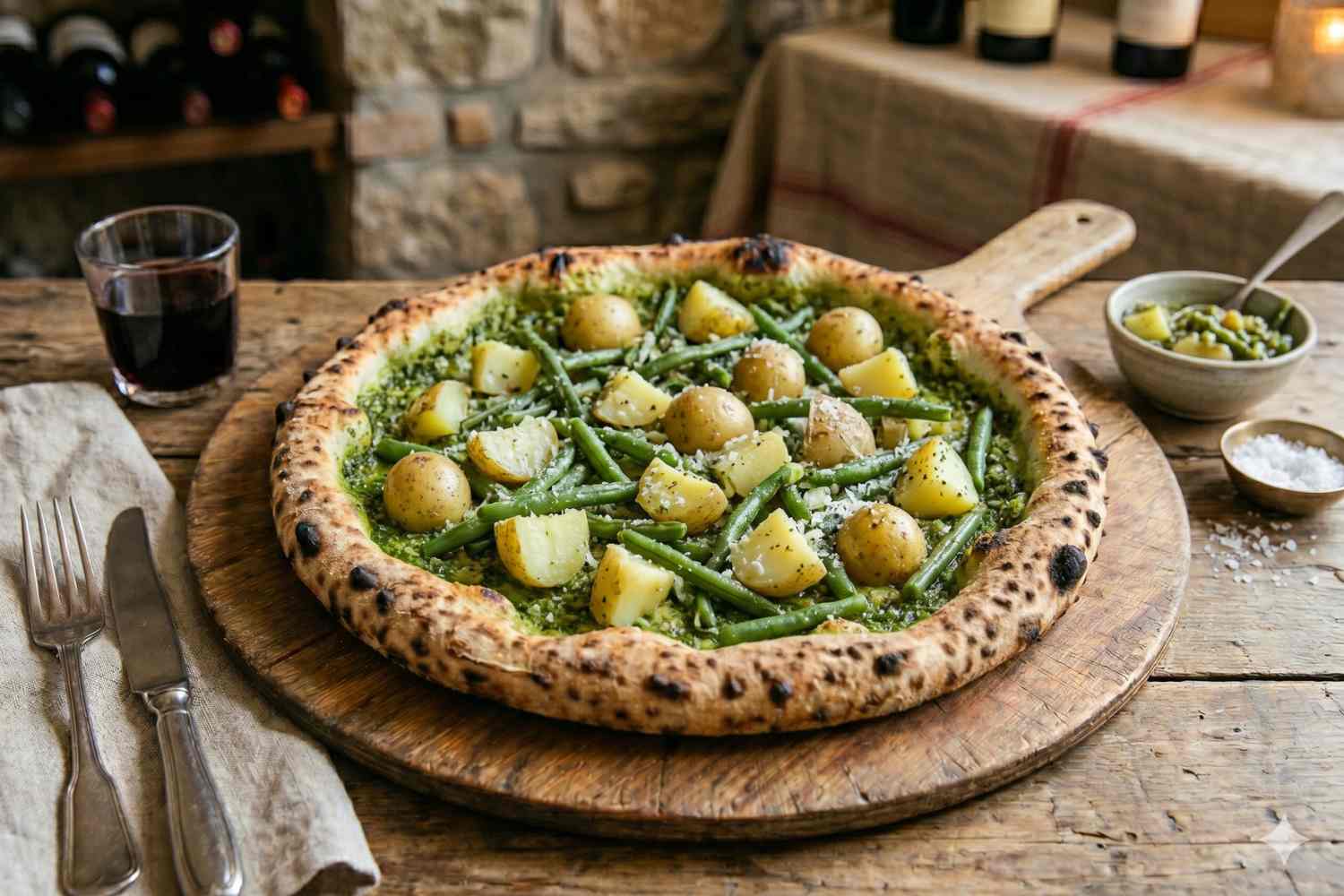 pesto en aardappelpizza