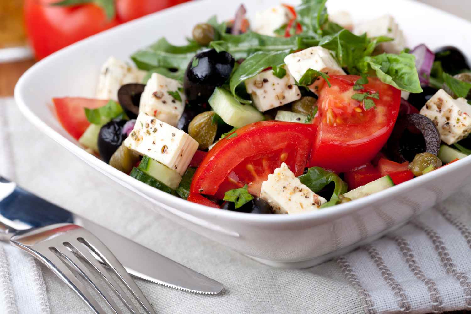 Griekse salade met kappertjes