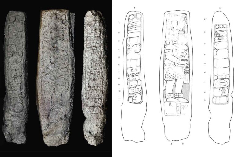 Stele 46. Lato sinistro, facciata frontale e lato destro
