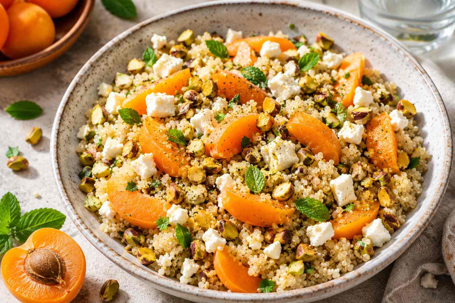quinoa, abrikozen en feta