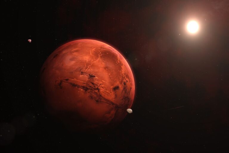 bacio luna marte immerso nella pleiadi