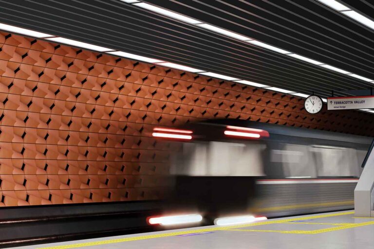 metropolitana piastrelle in terracotta