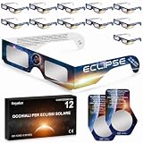Solar Eclipse-bril, goedgekeurd voor 2026, 12-pack Solar Eclipse-bril voor direct zicht op de zon, ISO 12312-2:2015 (E) en CE-gecertificeerd