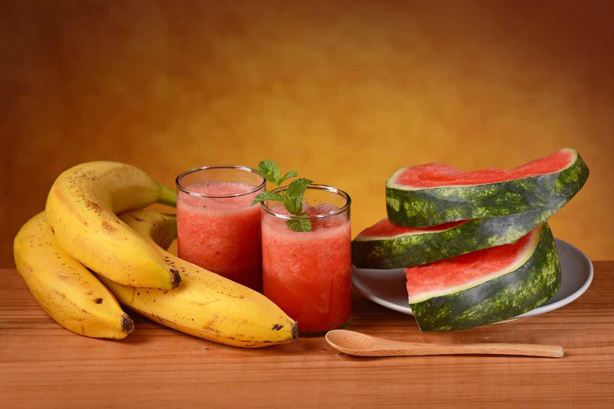 smoothie met banaan en watermeloen