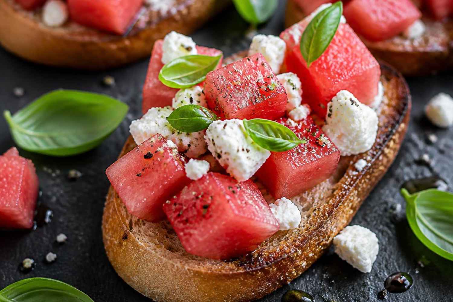 bruschetta met feta en watermeloen