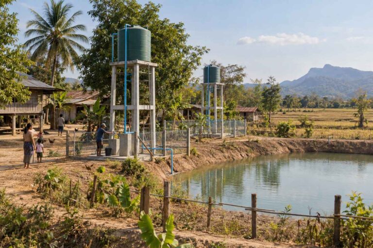 Villaggio rurale e serbatoi d’acqua