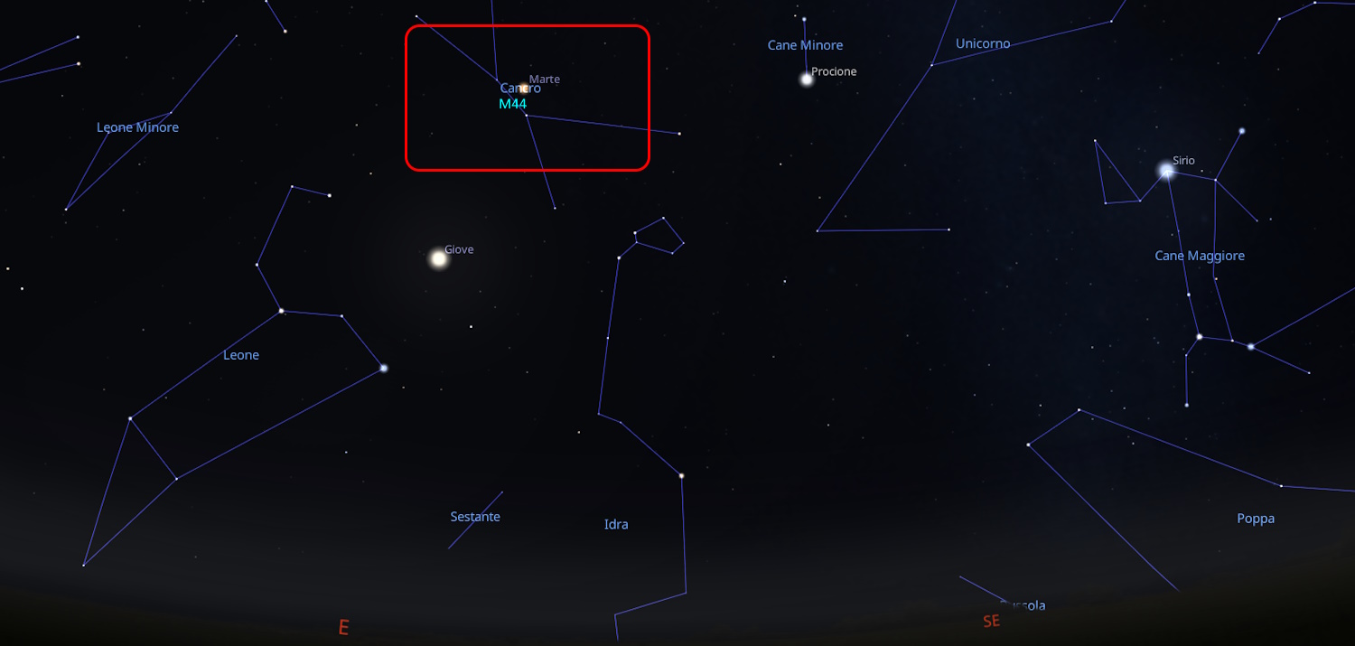 Mars ondergedompeld in de kerststal